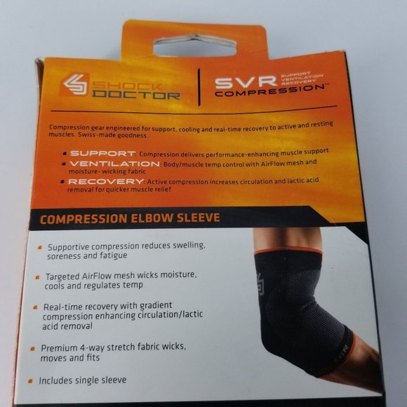 Shock Dr Elbow SVR Support Compression Sleeve XL 11" - 12" Black Swiss NEW - Picture 6 of 10